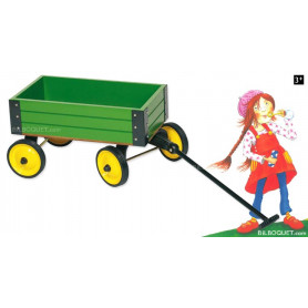 Chariot vert à tirer en bois