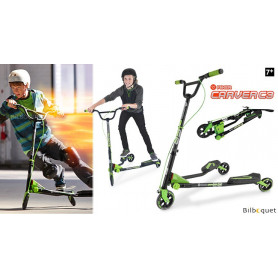 Y Fliker Carver C3 verte - Trottinette 3 roues autopropulsée